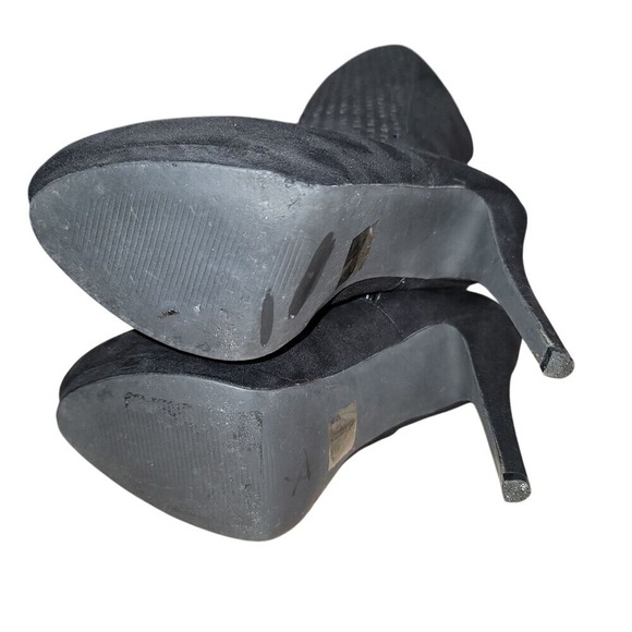 Women's Knee High Suede Sz 9 Stiletto Heel Platform Boots Whimsigoth Witchy Y2K - Picture 5 of 10